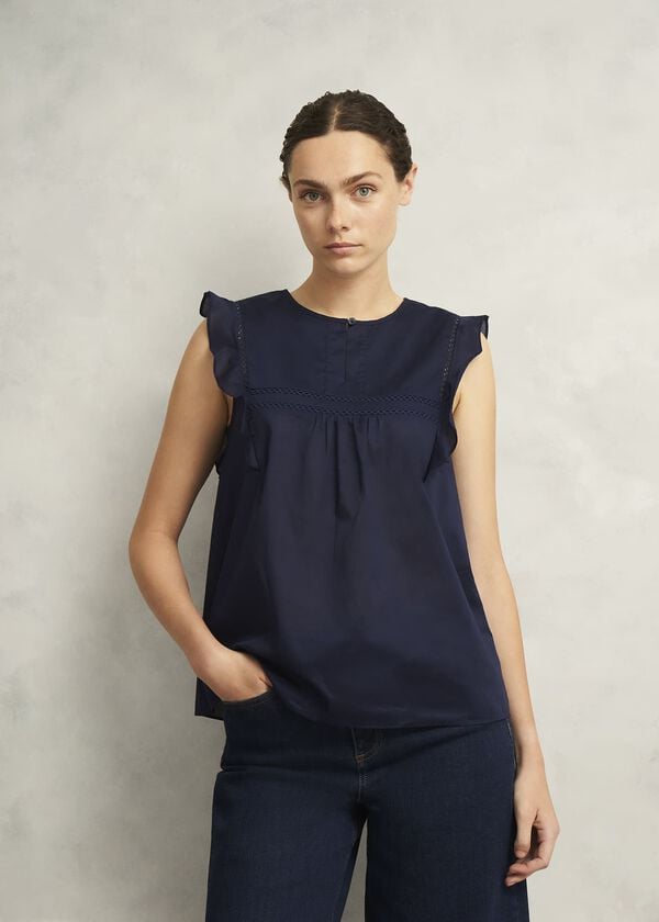 hobbs Navy Joy Cotton Blouse True Navy
