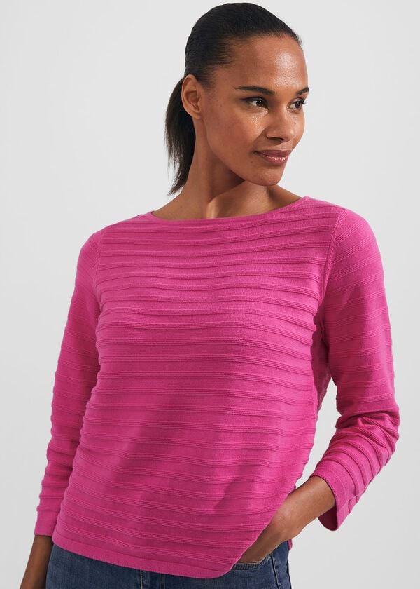 Hobbs Nellie Cotton Jumper Deep Fuchsia