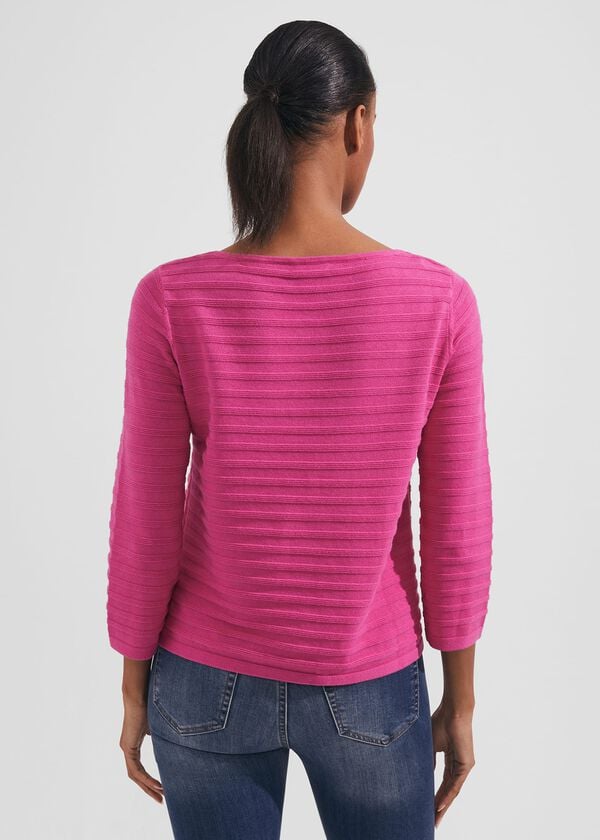 Hobbs Nellie Cotton Jumper Deep Fuchsia