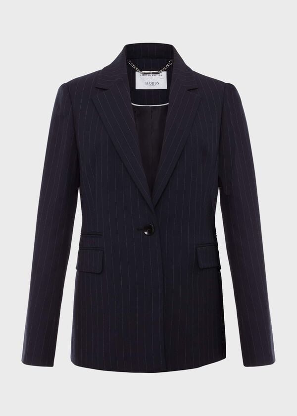 Hobbs Ness Pinstripe Jacket Navy Ivory