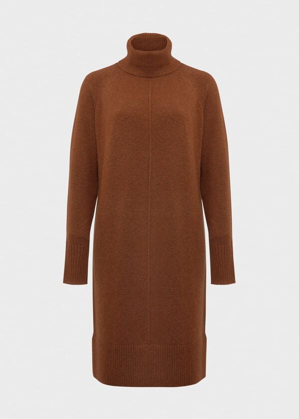 Hobbs Nessa Knitted Dress With Alpaca Toffee