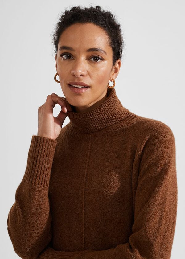 Hobbs Nessa Knitted Dress With Alpaca Toffee