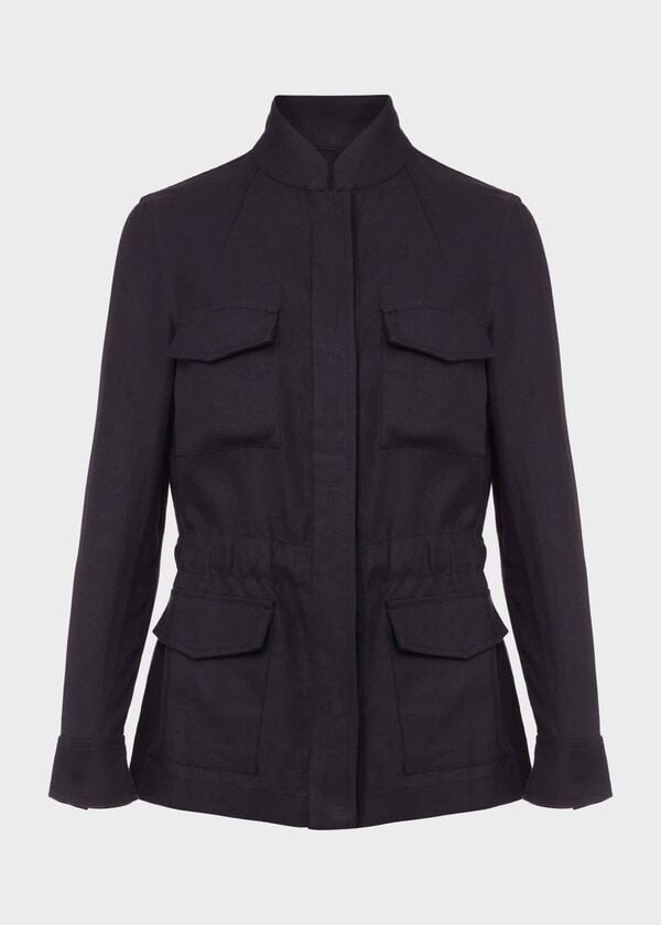 Hobbs Nessa Linen Blend Jacket Navy