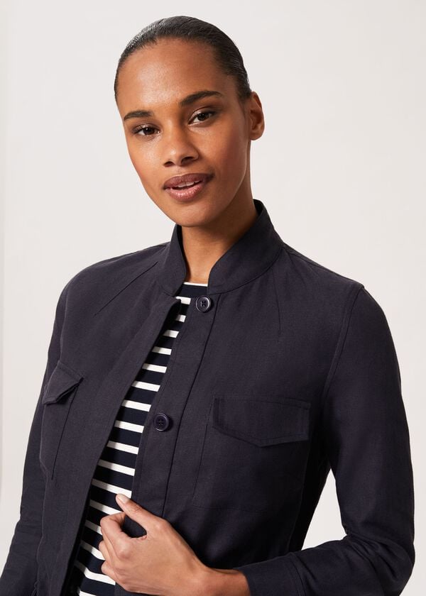 Hobbs Nessa Linen Blend Jacket Navy