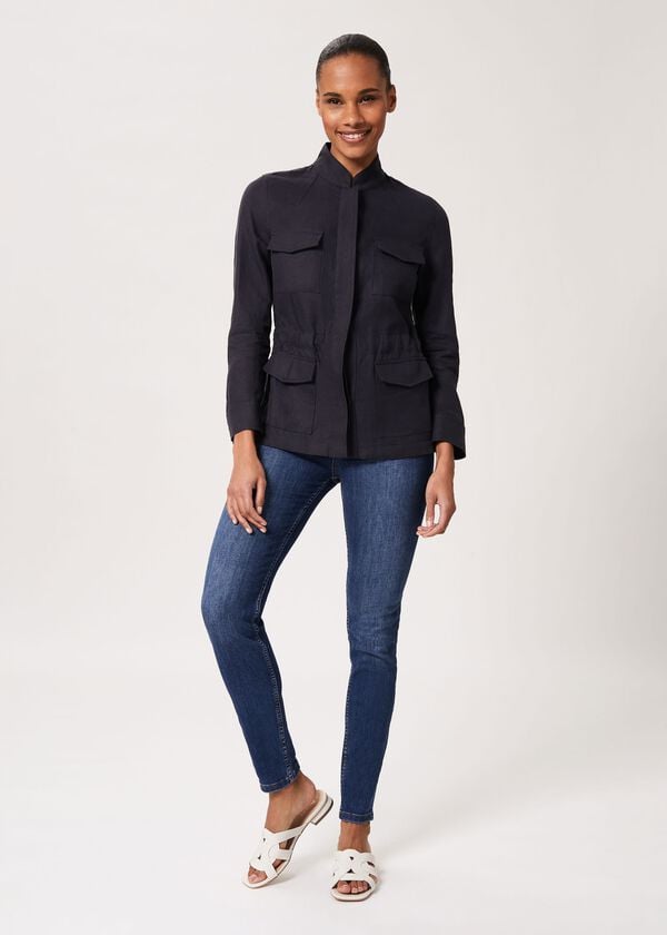 hobbs Nessa Linen Blend Jacket Navy