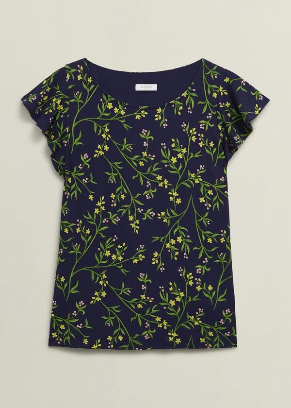 Hobbs Nessie Printed Top Navy Multi