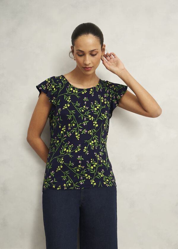 hobbs Nessie Printed Top Navy Multi