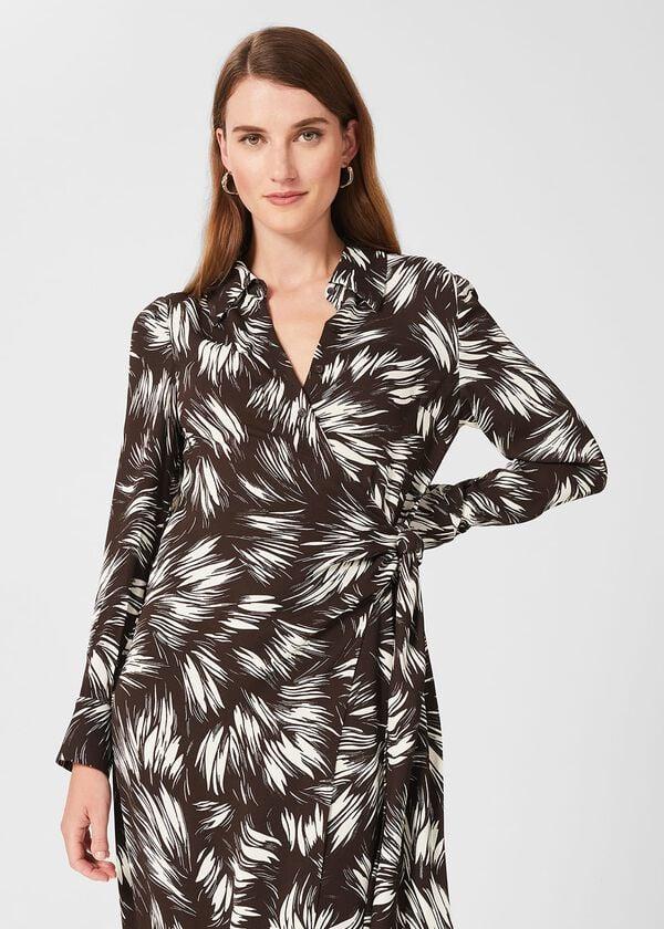 Hobbs Nieve Printed Dress Bitter Choc Iry