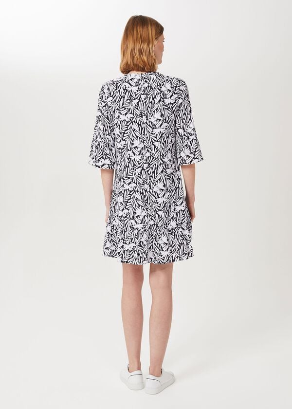 Hobbs Nika Floral Dress Navy Ivory