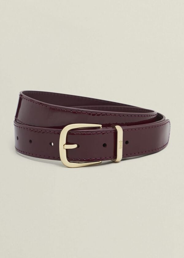 hobbs Nima Leather Patent Belt Bordeaux Red