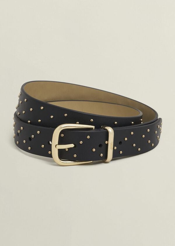 hobbs Nima Studded Leather Belt Black