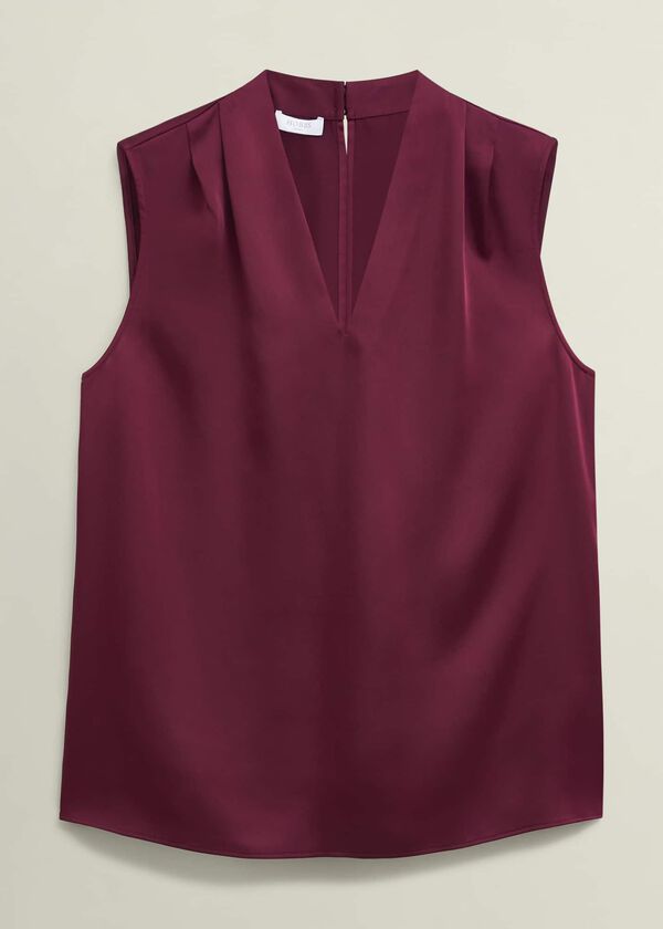 Hobbs Nina Satin Blouse Beryl Red