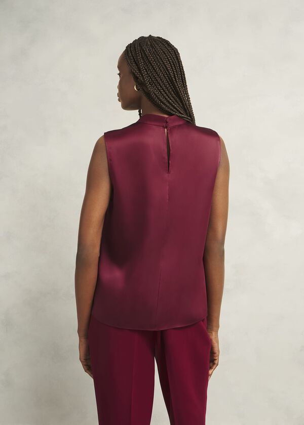 Hobbs Nina Satin Blouse Beryl Red