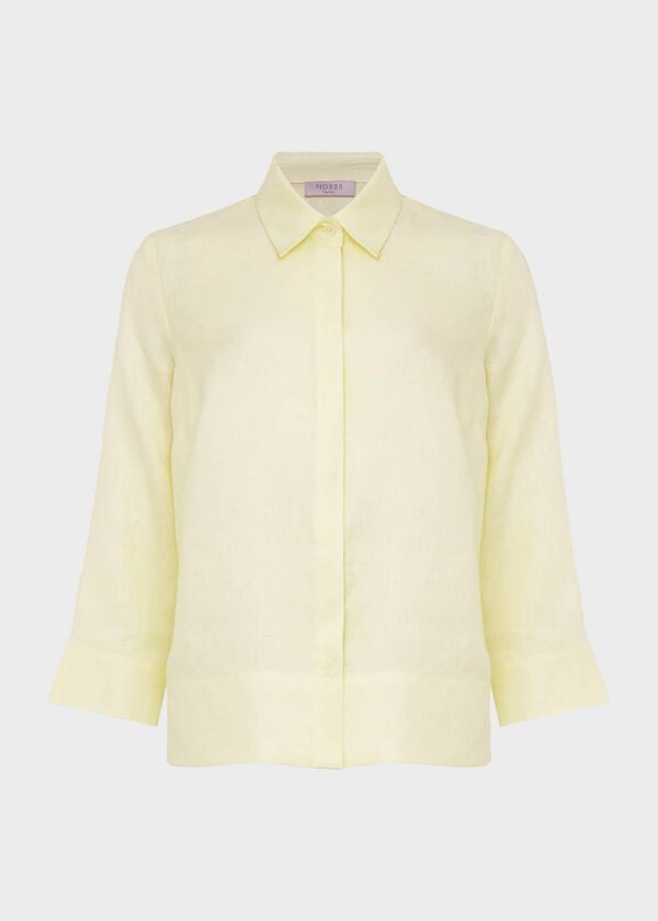 Hobbs Nita Boxy Linen Shirt Light Yellow