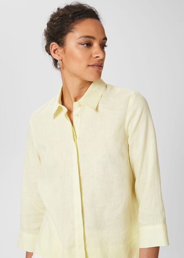 Hobbs Nita Boxy Linen Shirt Light Yellow