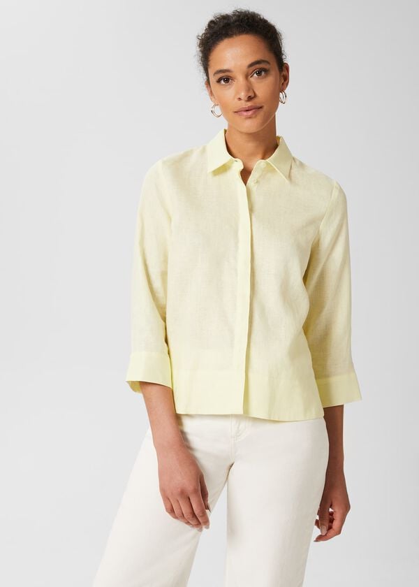 hobbs Nita Boxy Linen Shirt Light Yellow