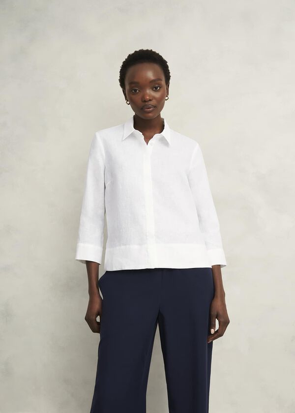 hobbs Nita Linen Shirt White