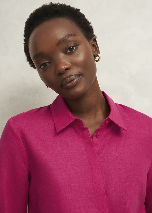 Hobbs Nita Linen Shirt Zinnia Pink