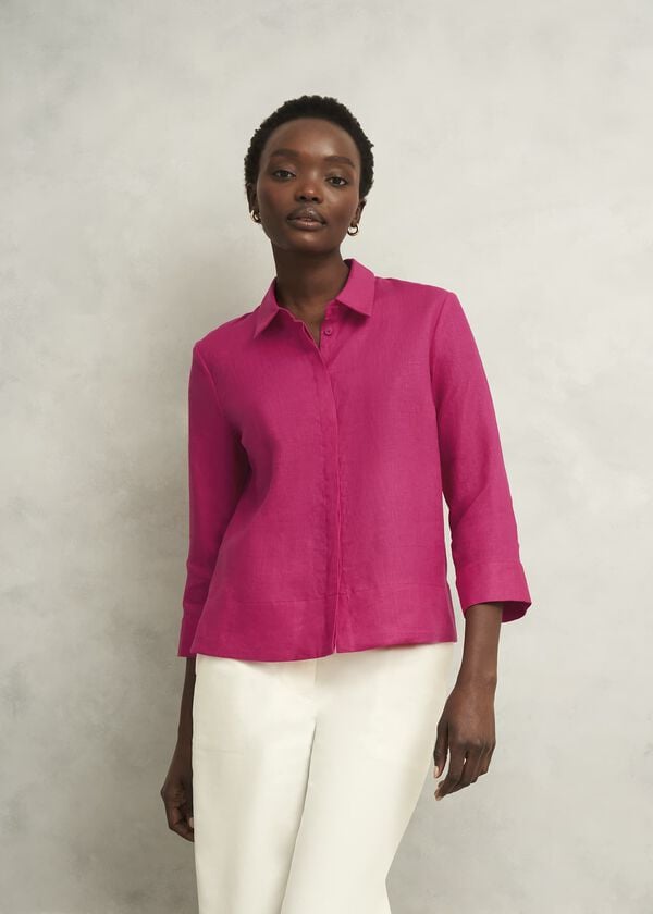 hobbs Nita Linen Shirt Zinnia Pink