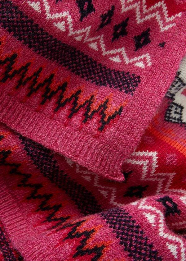 Hobbs Noa Fairisle Scarf Pink Multi