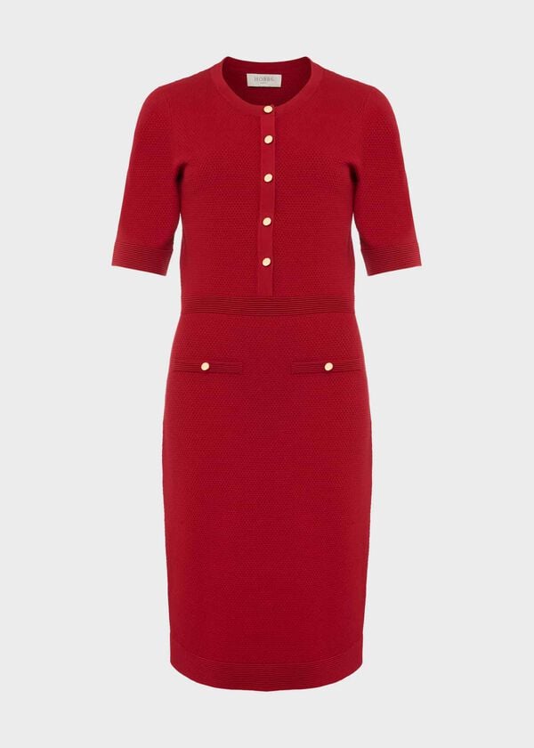 Hobbs Noa Knitted Dress Deep Red