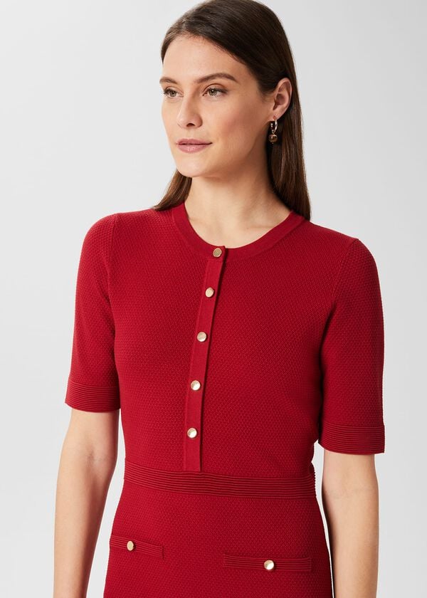 Hobbs Noa Knitted Dress Deep Red