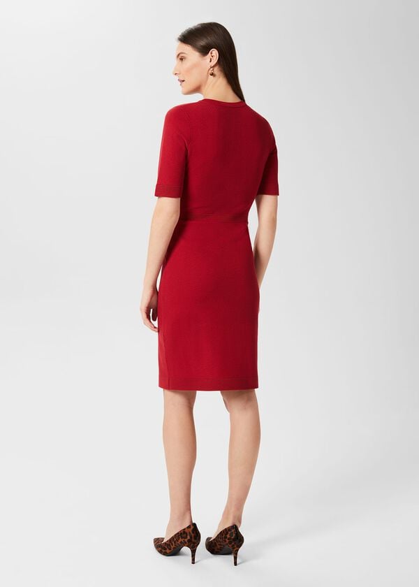 Hobbs Noa Knitted Dress Deep Red