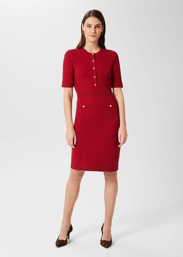 hobbs Noa Knitted Dress Deep Red