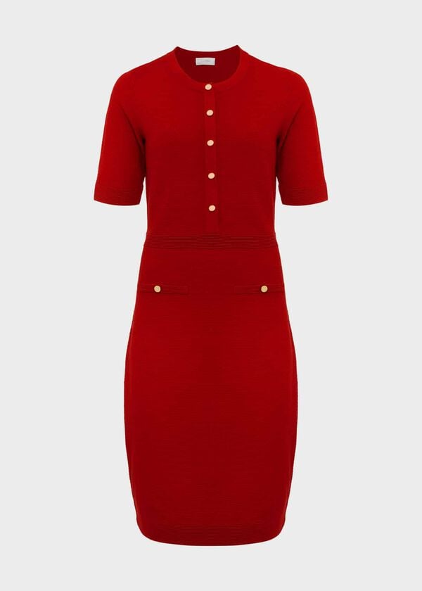 Hobbs Noa Knitted Dress Firebrick Red