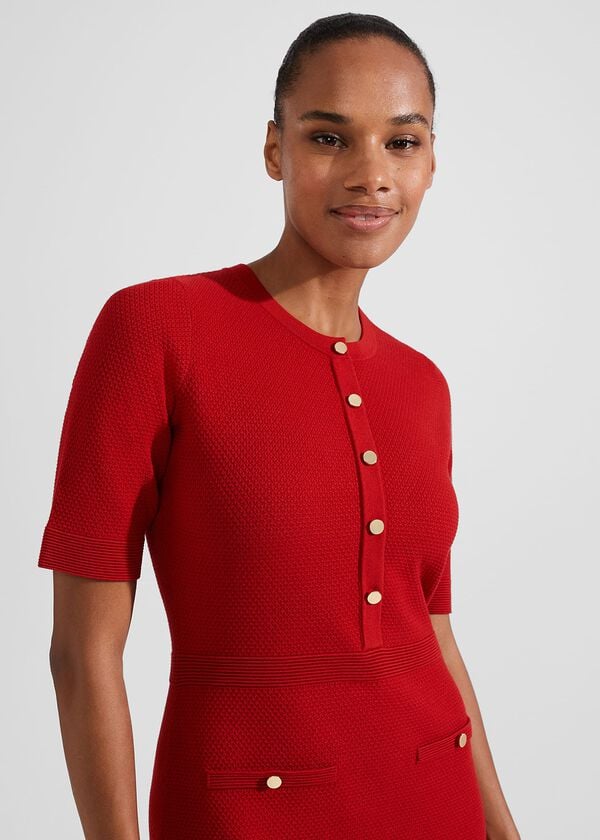 Hobbs Noa Knitted Dress Firebrick Red