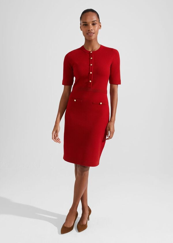 hobbs Noa Knitted Dress Firebrick Red