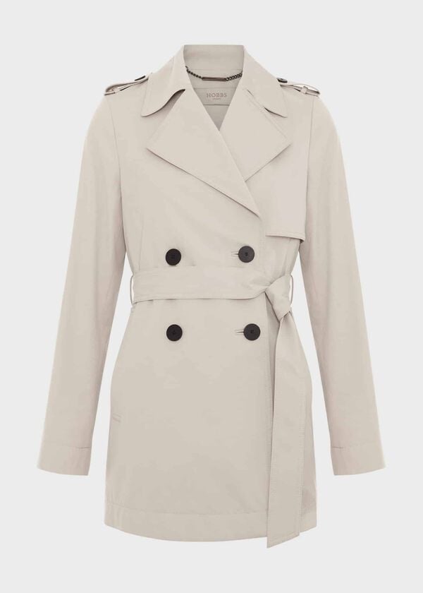 Hobbs Norma Short Trench Coat Buff Grey