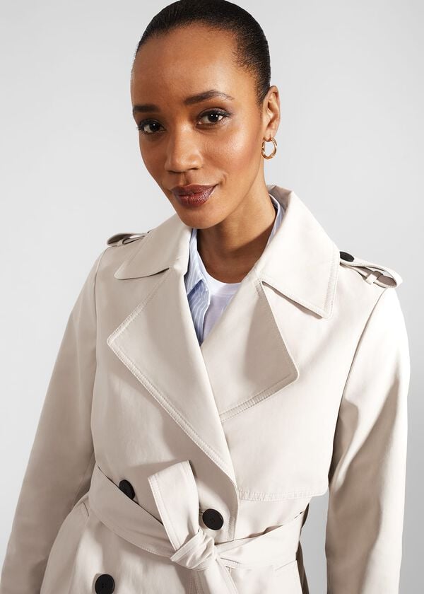 Hobbs Norma Short Trench Coat Buff Grey
