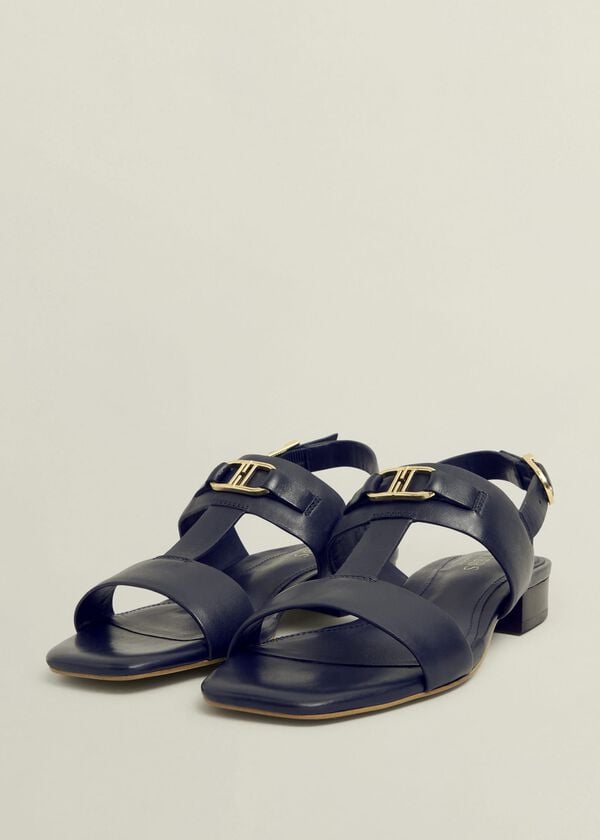 Hobbs Nyla Leather Sandals Hobbs Navy