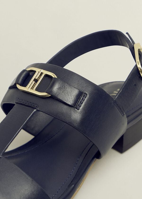 Hobbs Nyla Leather Sandals Hobbs Navy