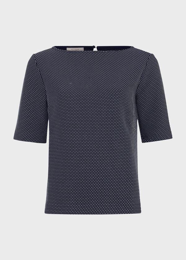 Hobbs Nyla Textured Top Navy Ivory