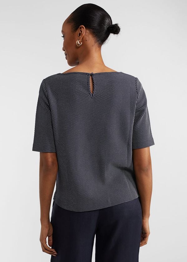 Hobbs Nyla Textured Top Navy Ivory