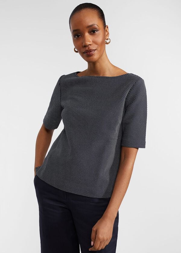hobbs Nyla Textured Top Navy Ivory