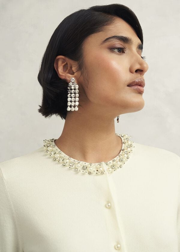 Hobbs Oakley Beaded Cardigan Ivory