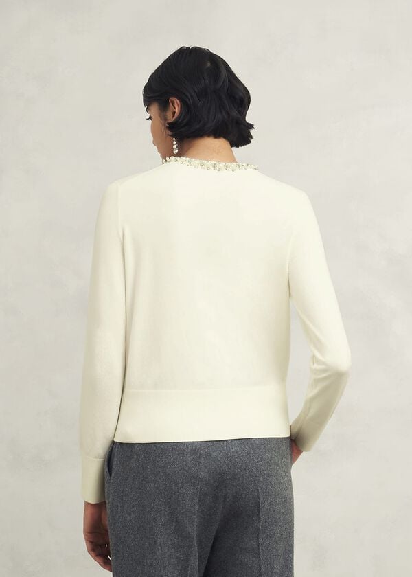 Hobbs Oakley Beaded Cardigan Ivory