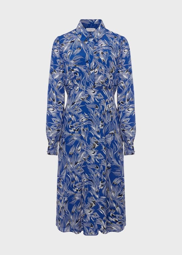 Hobbs Octavia Shirt Dress Blue Multi
