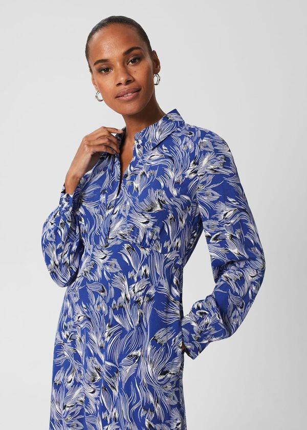 Hobbs Octavia Shirt Dress Blue Multi