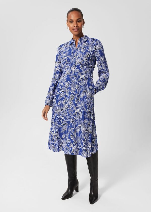 hobbs Octavia Shirt Dress Blue Multi