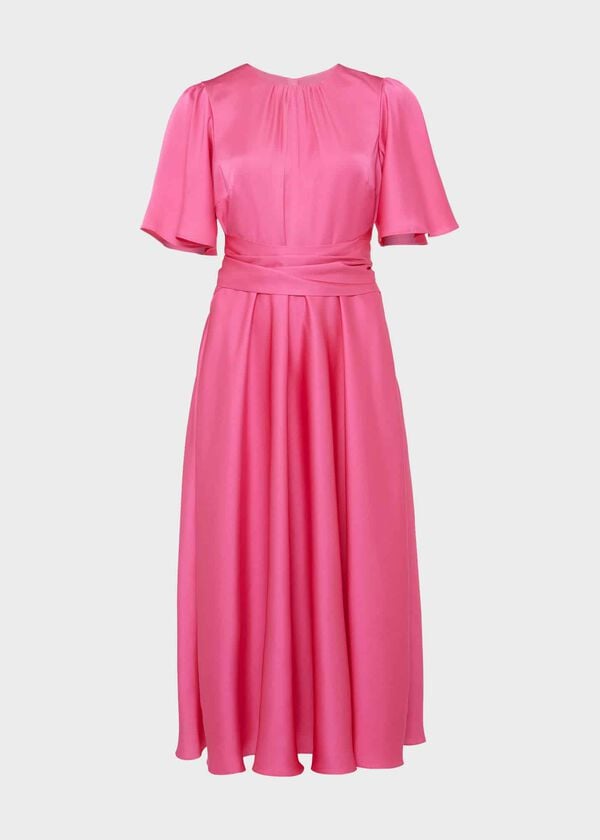 Hobbs Orelia Fit And Flare Dress Party Pink