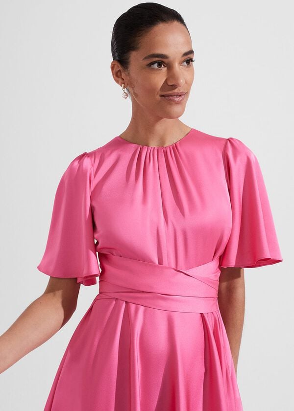 Hobbs Orelia Fit And Flare Dress Party Pink