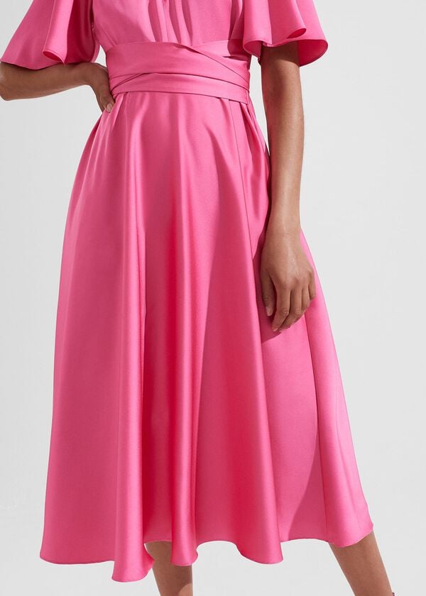 Hobbs Orelia Fit And Flare Dress Party Pink