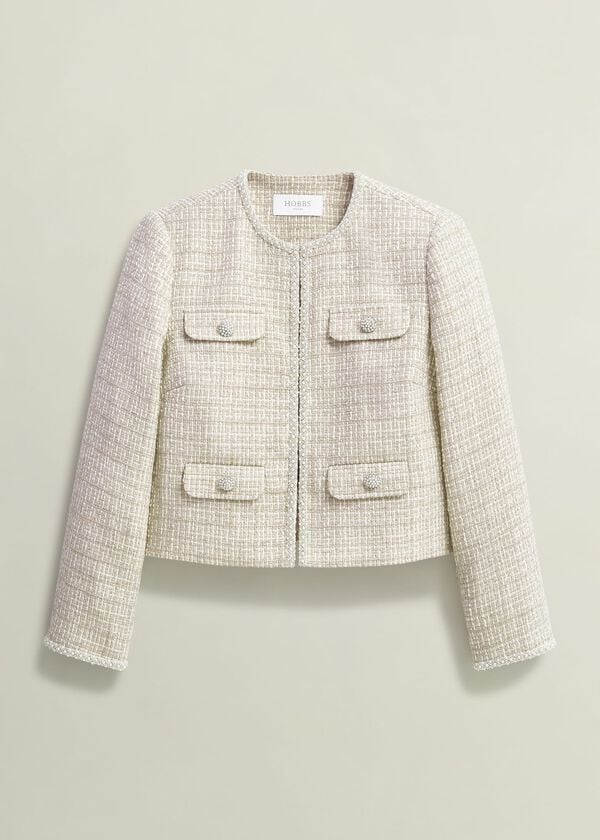 Hobbs Oriana Tweed Jacket Oyster