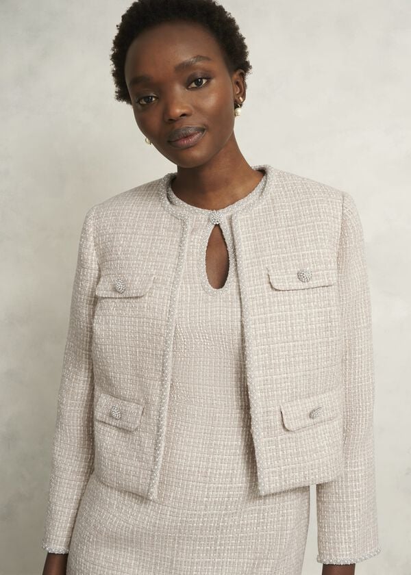 Hobbs Oriana Tweed Jacket Oyster