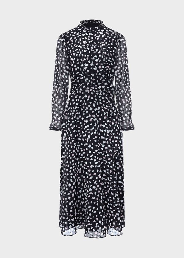Hobbs Orla Fit And Flare Dress Black Multi