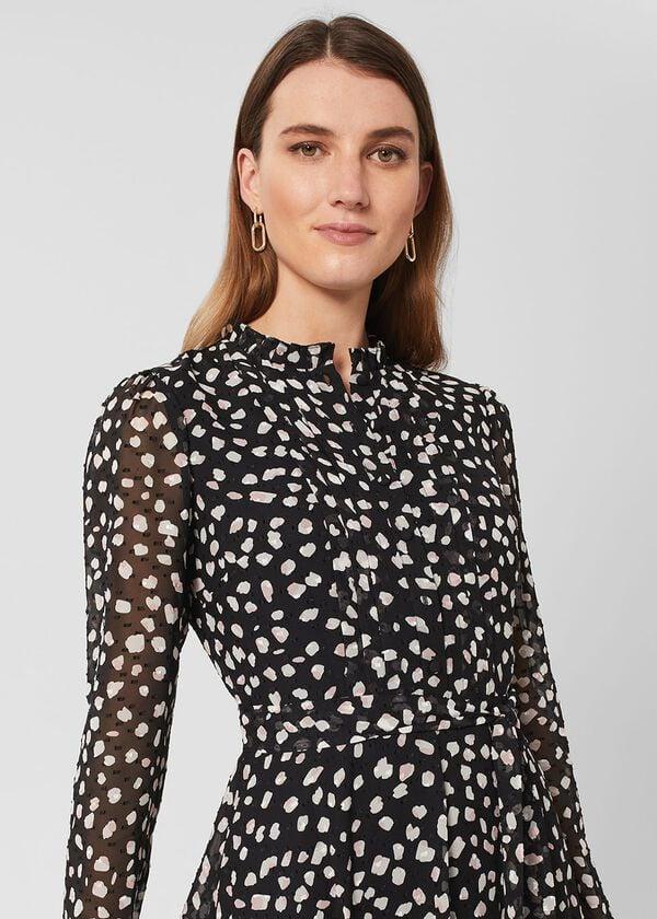 Hobbs Orla Fit And Flare Dress Black Multi